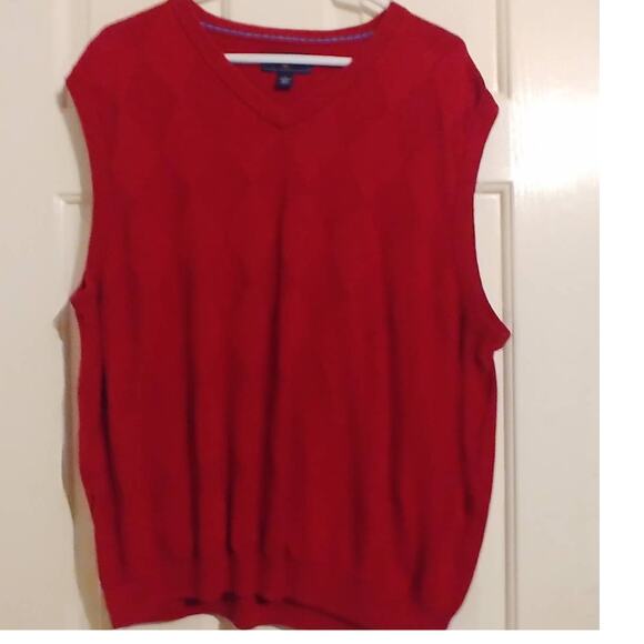 Vintage Saddlebred Grandpa Sweater Vest V-Neck Diamond Shape Red XL - Picture 1 of 4